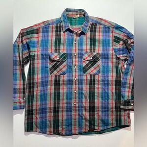 Vintage Five Brother Flannel Button Down Heavyweight Shirt, Tall Man, 2XLT
